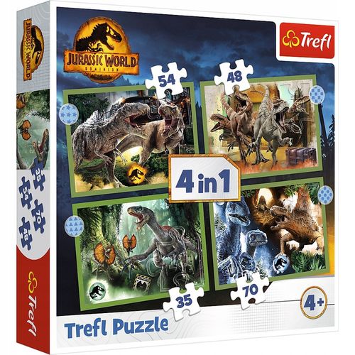 PUZZLE 4W1 GROŹNE DINOZAURY 34607 na Arena.pl