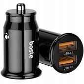 BOSTE SZYBKA MOCNA ŁADOWARKA SAMOCHODOWA 2x USB-A 30W UNIWERSALNA QC 3.0