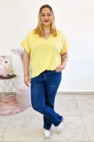 Minimalistyczna Bluzka Damska z Dekoltem V Żółta UNI