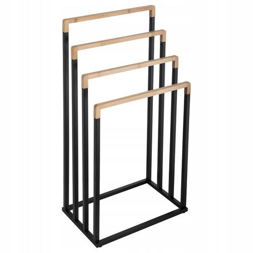 Stojak łazienkowy wieszak na ręczniki czarny stojący do łazienki bambus na Arena.pl