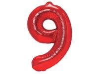 Balon foliowy "cyfra 9", czerwona, 100 cm [balon na hel]