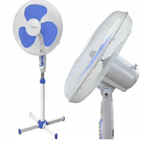 NIEBIESKI WENTYLATOR STOJĄCY wiatrak PODŁOGOWY OBROTOWY CICHY MOCNY na Arena.pl