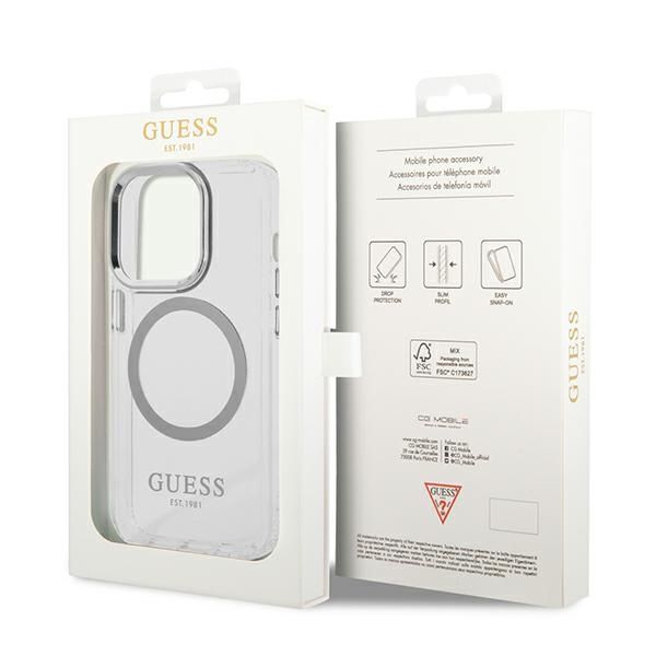Etui Guess do iPhone 14 Pro, Srebrny, MagSafe zdjęcie 8