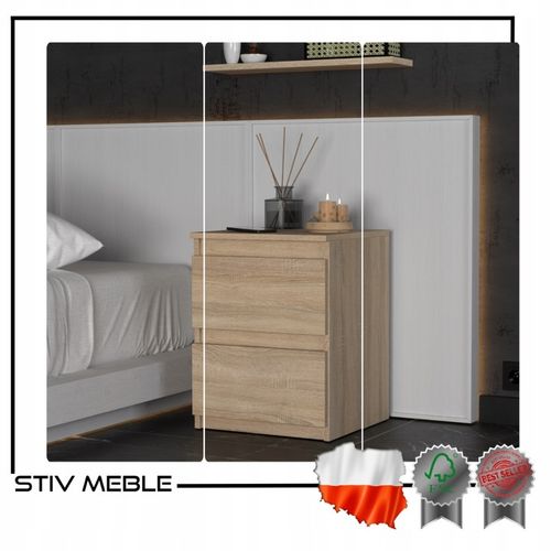 SZAFKA NOCNA DĄB SONOMA 40 CM 2 SZUFLADY DUŻY STOLIK NOCNY NAKASTLIK na Arena.pl