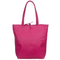 VERA PELLE torebka skórzana shopper na suwak z rzemykami V501 fuksja