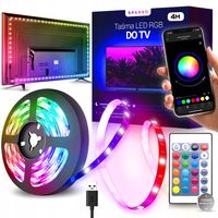 TAŚMA LED RGB 4M USB LEDY DO TV Podświetlenie Telewizora NA PILOTA TELEFON