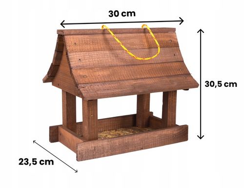 Karmnik dla ptaków + ziarno pokarm duży drewniany budka solidny XXL na Arena.pl