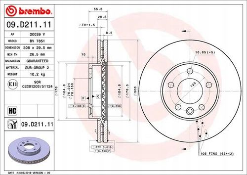 TARCZA HAM PRZOD 308X30 V BREMBO na Arena.pl