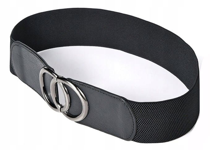 Damski Pasek Do Sukienki Szeroki Czarny Elastyczny zdjęcie 3