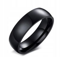 CZARNA GŁADKA OBRĄCZKA SYGNET PIERŚCIEŃ PIERŚCIONEK 6MM R15