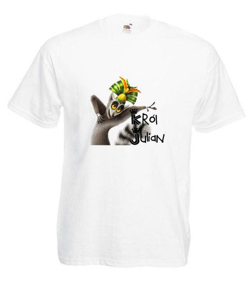 KOSZULKA WZORY KRÓL JULIAN TEKSTY PINGWINY zdjęcie 3