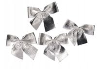 DUŻE KOKARDY DEKORACYJNE NA CHOINKĘ SREBRNE 6 szt