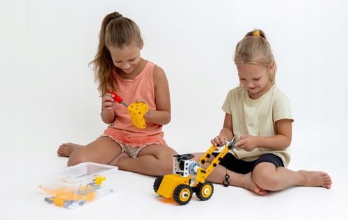 KLOCKI 10w1 KONSTRUKCYJNE EDUKACYJNE POJAZDY BUDOWLANE ZESTAW 112 elementów na Arena.pl