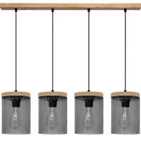 Loftowa lampa wisząca MONSUN 161859451 szklana zwis przydymiony drewno