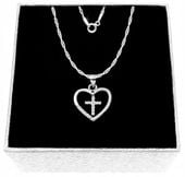 ŁAŃCUSZEK NASZYJNIK SERCE KRZYŻYK CYRKONIE SZLIF DIAMENTOWY SREBRO 925 55cm