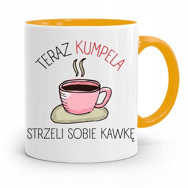Kubek Żółty Dla Przyjaciela Strzeli Sobie Kawkę Z Nadrukiem Ze Zdjęciem zdjęcie 1