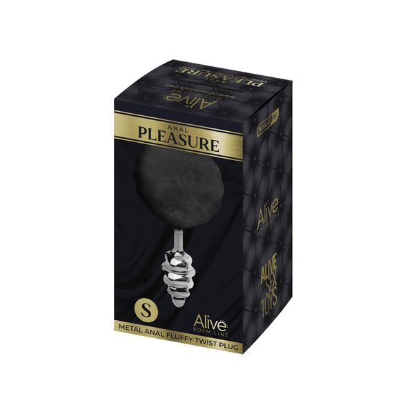 Metal Anal Fluffy Twist Plug S Black zdjęcie 4