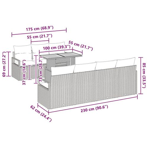 Zestaw Sof na Ogród 8 pcs Szary i brązowy 100 x 55 x 73 cm na Arena.pl