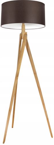 LAMPA PODŁOGOWA TRÓJNÓG, DREWNO, ABAŻUR na Arena.pl
