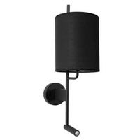 Abażurowa lampa ścienna Brunete do sypialni LED 3W czarna