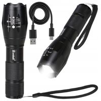 Latarka Taktyczna LED CREE XML-T6 - ZOOM Z AKUMULATOR 5 TRYBÓW DUŻY