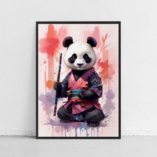 Plakat dla dzieci panda kung fu w ramce 21x30 cm w czarnej ramie na Arena.pl