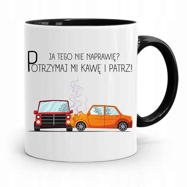Kubek Czarny Dla Mechanika Ja Tego Nie Naprawię? Z Nadrukiem Ze Zdjęciem zdjęcie 1