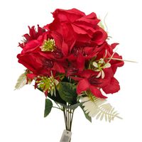 Bukiet x7 róża dodatki czerwony