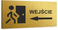 Tabliczka informacyjna WEJŚCIE Tablica nierdzewna ZŁOTA NADRUK RÓŻNE WZORY