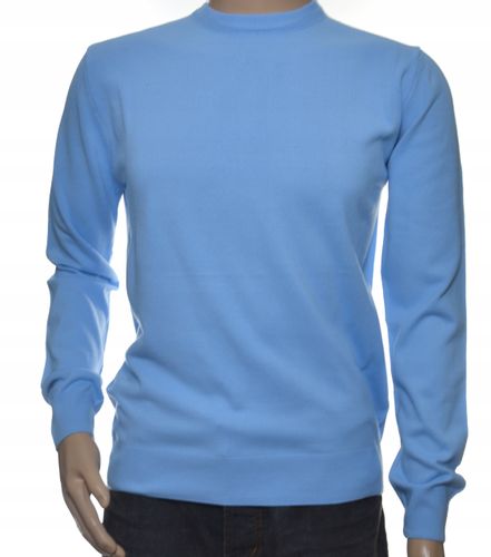 Sweter męski z kaszmiru i wełny merynosów XXL 2XL błękitny 101 na Arena.pl