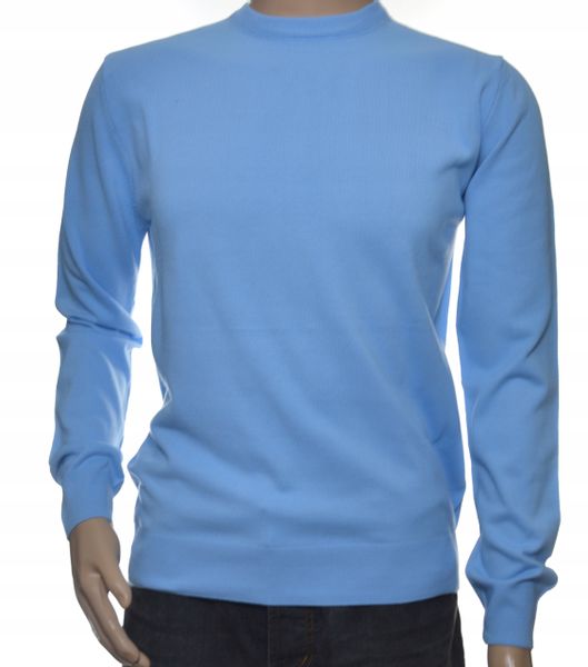 Sweter męski z kaszmiru i wełny merynosów XXL 2XL błękitny 101 zdjęcie 1