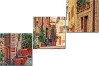 60 90CM OBRAZ 3 ELEM STARA ALEJKA TOSKANII ŚCIENNY DRUK PŁÓTNO