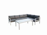 Duży narożnik ogrodowy z aluminium wysoki stół poduchy