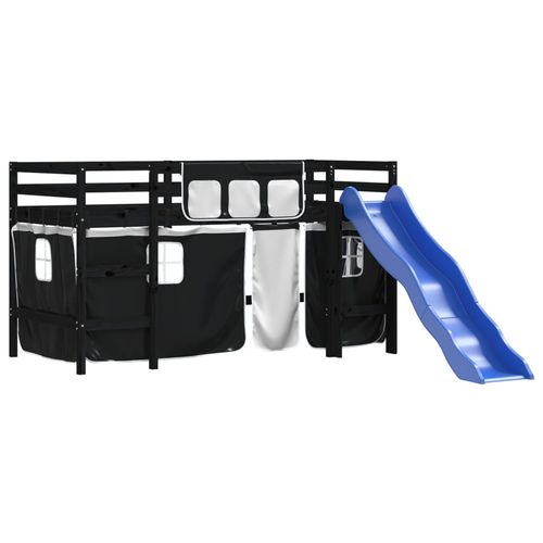 Dziecięce łóżko na antresoli, biało-czarne zasłonki, 80x200 cm na Arena.pl