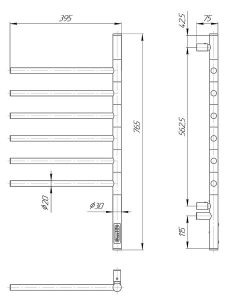 ELNA Grzejnik łazienkowy elektryczny Wertykal 6 Stal nierdzewna zdjęcie 3