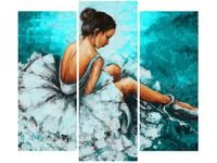 OBRAZ BALETNICA TURKUSOWYM TLE