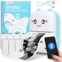 DRUKUŚ mini DRUKARKA TERMICZNA do zdjęć przenośna 11 rolek + PISAKI GRATIS