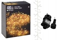 Lampki choinkowe 480 LED biały ciepły 4,8 metra CLUSTER RYŻ SREBRNY DRUCIK