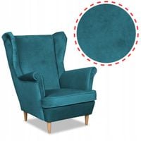 Fotel uszak Angelo skandynawski Family Meble turkusowy niebieski welwetowy