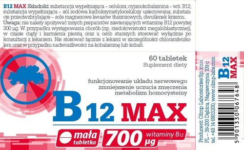 Olimp Laboratories B12 MAX tabletki 60 szt. na Arena.pl