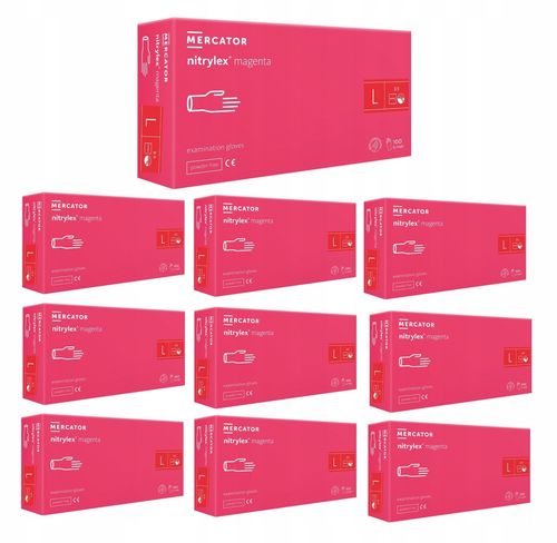 Rękawice Nitrylowe 100 szt. 9-L Nitrylex Magenta - 10 szt. na Arena.pl