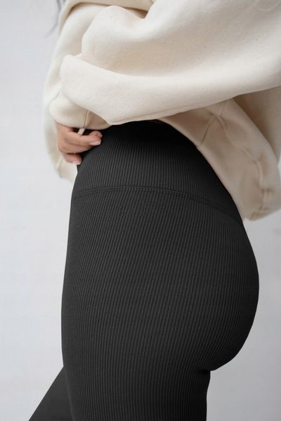 LEGGINSY z WYSOKIM STANEM PRĄŻKOWANE MODELUJĄCE BAWEŁNA KRYJĄCE - 908 L/XL zdjęcie 2