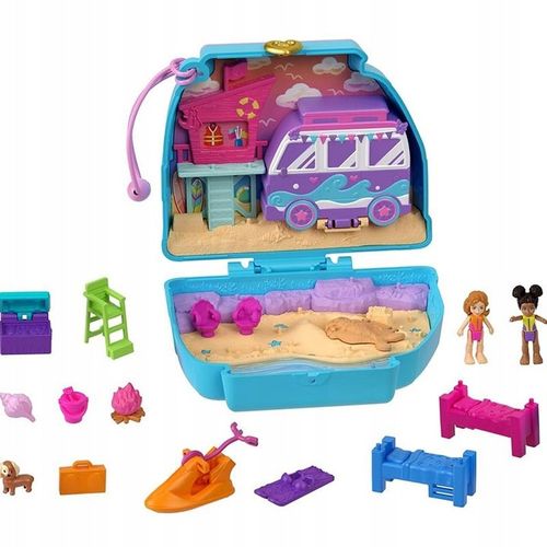 ZESTAW KOMPAKTOWY POLLY POCKET PLAŻOWY PIESEK MINIVAN plus LALKI I DODATKI na Arena.pl
