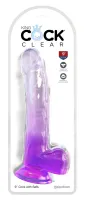king cock clear model 9" z przyssawką fioletowy przezroczysty 24,8 cm
