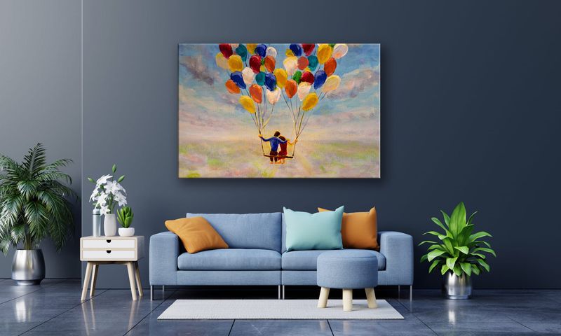 OBRAZ NA PŁÓTNIE 078 Para na balonach 40x30cm zdjęcie 4