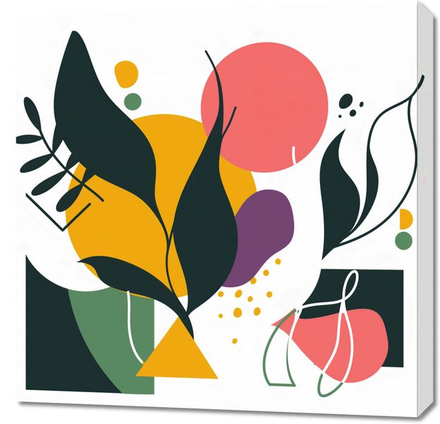 Obraz 70x70cm Kolorowa Abstrakcja Botaniczna zdjęcie 1