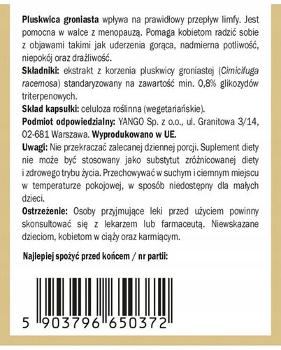 Pluskwica groniasta - ekstrakt - Yango - 90 kaps. na Arena.pl