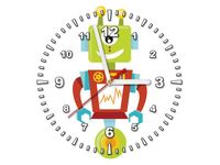 30X30CM ZEGAR ROBOT JEDNYM KÓŁKU OBRAZ DREWNO