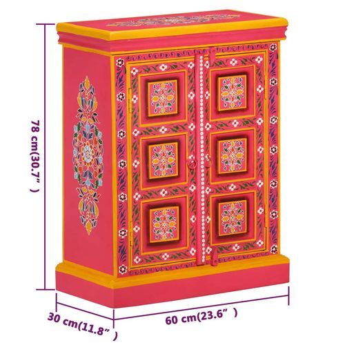 Szafka boczna, lite drewno mango, różowa, ręcznie malowana na Arena.pl