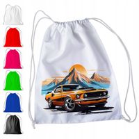 BIAŁY WOREK DO PRZEDSZKOLA SZKOŁY, NA WF - PREZENT AUTA